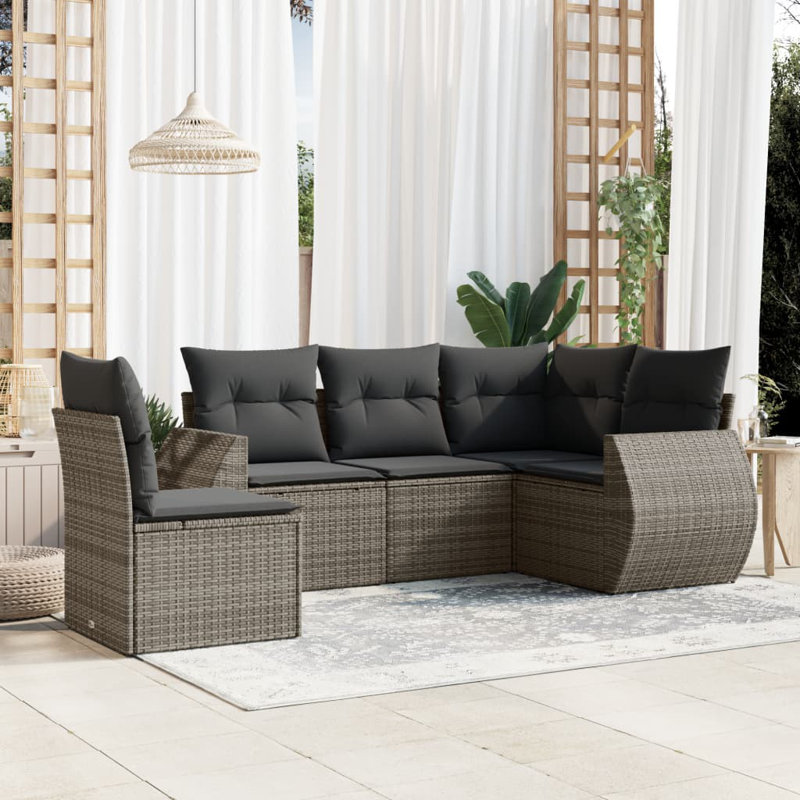  Ensemble de canapé de jardin gris, Gris, Gris foncé