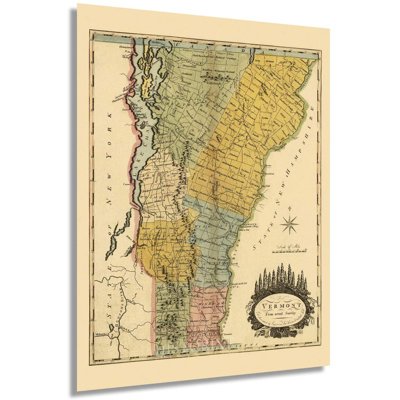 Vintage 1814 Vermont Map - Unframed Print