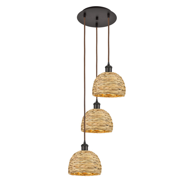 Luminaire suspendu en forme de dôme à 3 lumières Alianne, Bronze huilé