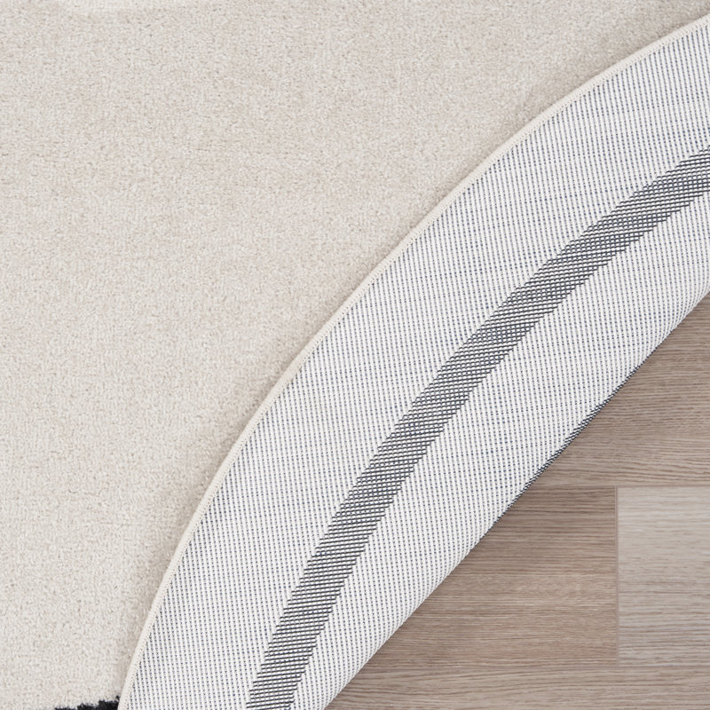 Arvell Abstract Machine Woven Chenille Indoor/Outdoor Area Rug in Off-White, Round 8'