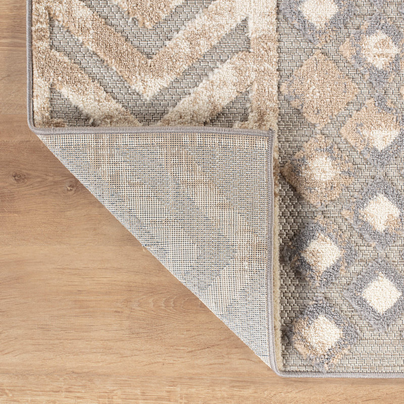 Tapis intérieur / extérieur gris / ivoire / beige Alphee, Rectangulaire 2 pi x 3 pi