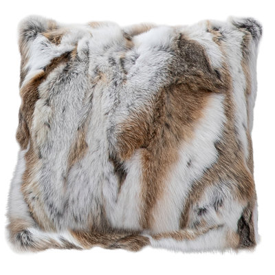 Mira Beige Throw Pillow Rabbit Fur Luxury with Insert