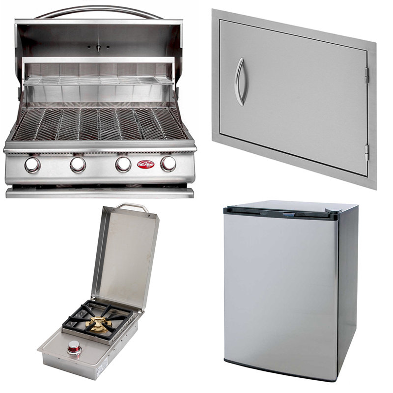 Cal Flame 4 - Burner Built-In Liquid Propane 60000 BTU BTU Gas Grill with Side Burner