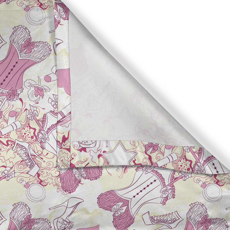 Rideau à oeillets 2 panneaux East Urban Home Fashion, beige et rose, L 50 po x L 72 po