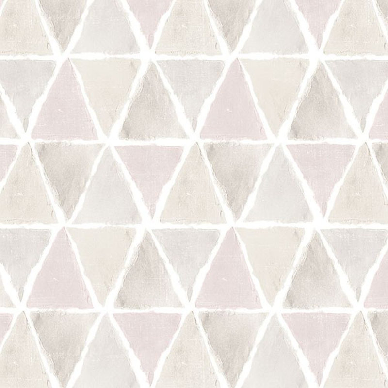 Rouleau de papier peint à motif de triangles géométriques L 33 pi x l 21 po WG_Creative_PARENT_CK36636, Rose / Beige / Blanc