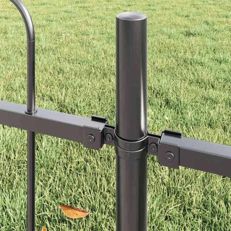 Clôture de jardin vidaXL 8 pièces, gris, 44,62 po x 4,92 pi, acier thermolaqué