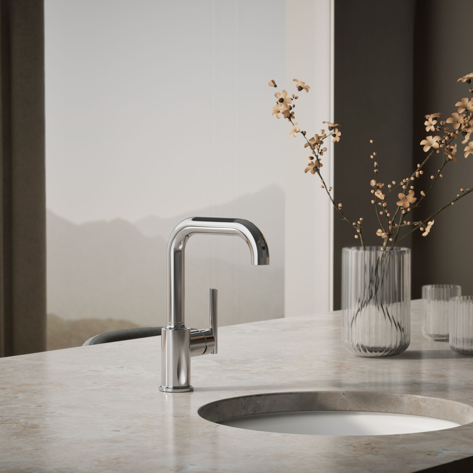 Purist Bar Faucet with Accessories, Polished Chrome
