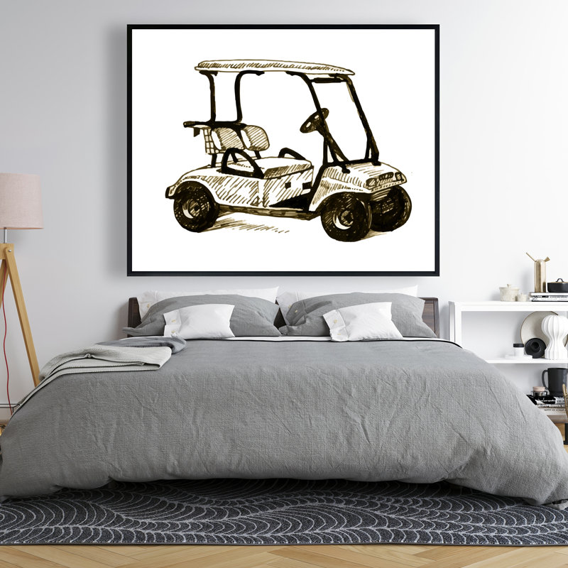 Illustration d'une voiturette de golf - Toile brune encadrée
