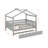 Wooden House Bed With Trundle, Bunk Bed With Roof-1394926851-1394926853