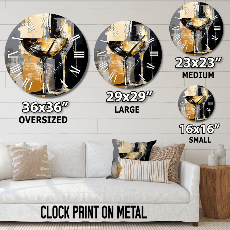 Collage champagne avec verres - horloge murale champagne, Surdimensionné