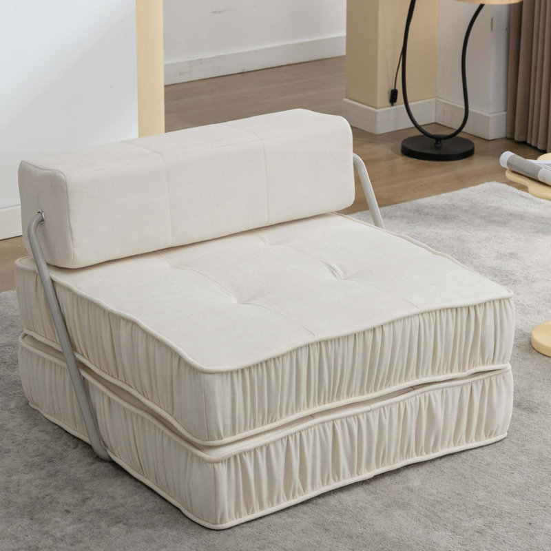Canapé-lit convertible polyvalent avec coussins amovibles pour espaces variés, Blanc