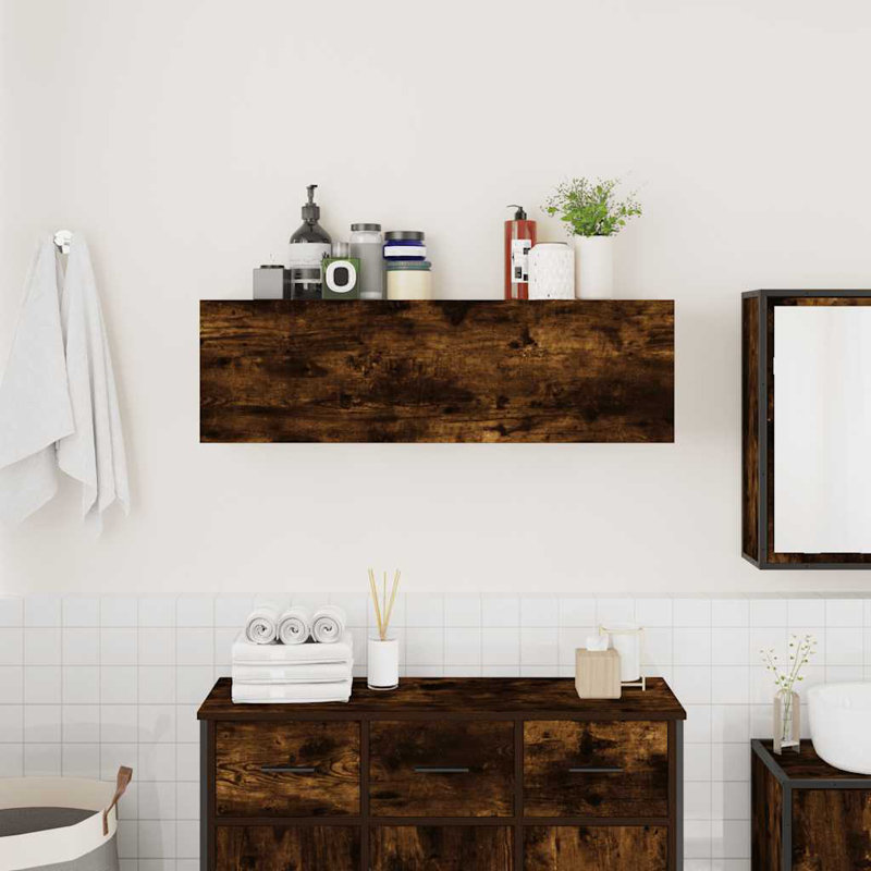 Bathroom Wall Cabinet, 11.8"H x 9.8"W x 39.4"L , Smoked Oak