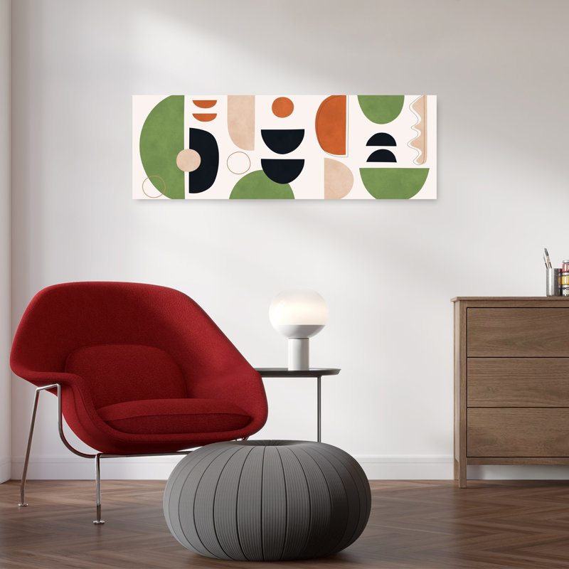 «Earthy Abstract Forms», art mural géométrique contemporain abstrait, H 12 po x l 36 po
