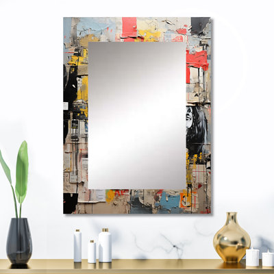 Urban Collage III - miroir mural décoratif abstrait, miroir moderne, art imprimé en métal