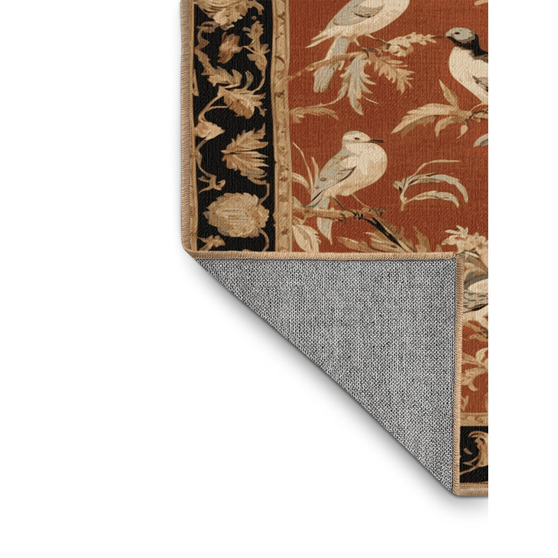 Tapis brun français lavable à la machine, Rond 4 pi
