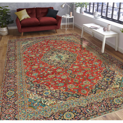 Khrystopher Distressed Amjad Red Rug