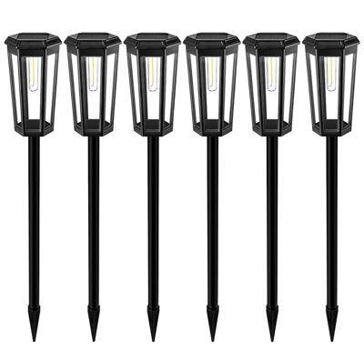 6Pack Outdoor Solar Path Lights 20 Lumens 3000K Warn White Weather Resistant  6-Pieces
