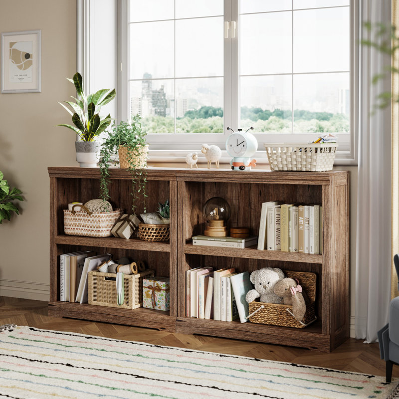 Patrick Toy Storage Bookcase, (2 Shelves) 31.8"H x 31.2"W x 11.7"D, Brown