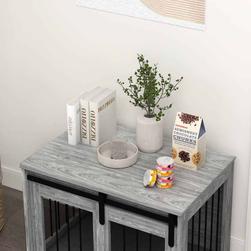 Dog Crate Furniture with Removable Cushion for Medium Dogs - Grey