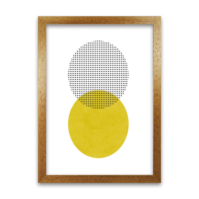 Mid Century Circles Original - Print, Oak Frame, 59cm H x 42cm W x 3cm D