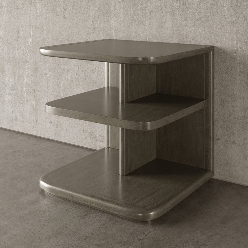 Cannello Wood End Table with Shelf, Argento
