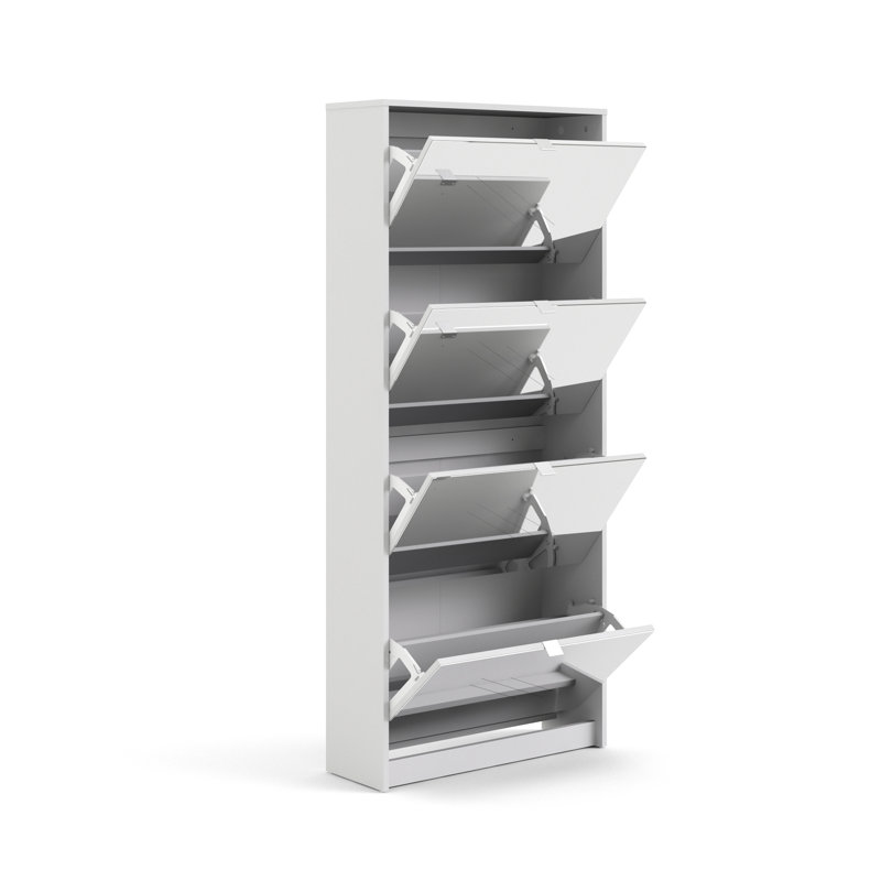 8 Pair Flip Down Shoe Storage, White
