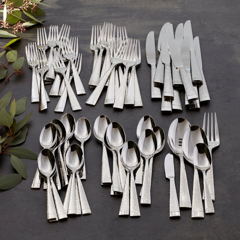  Sambre 65-Piece Dishwasher Safe Flatware Set, Service for 12, Silver