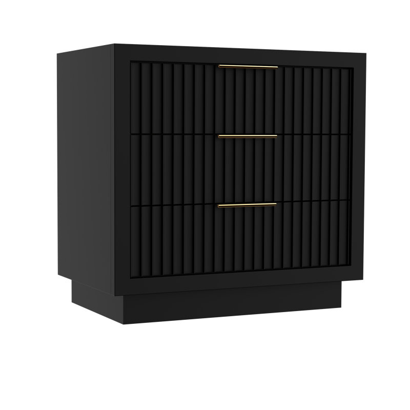 Lecrieú Three-Drawer Single Bath Vanity, Noir, Rose Gold, 36"