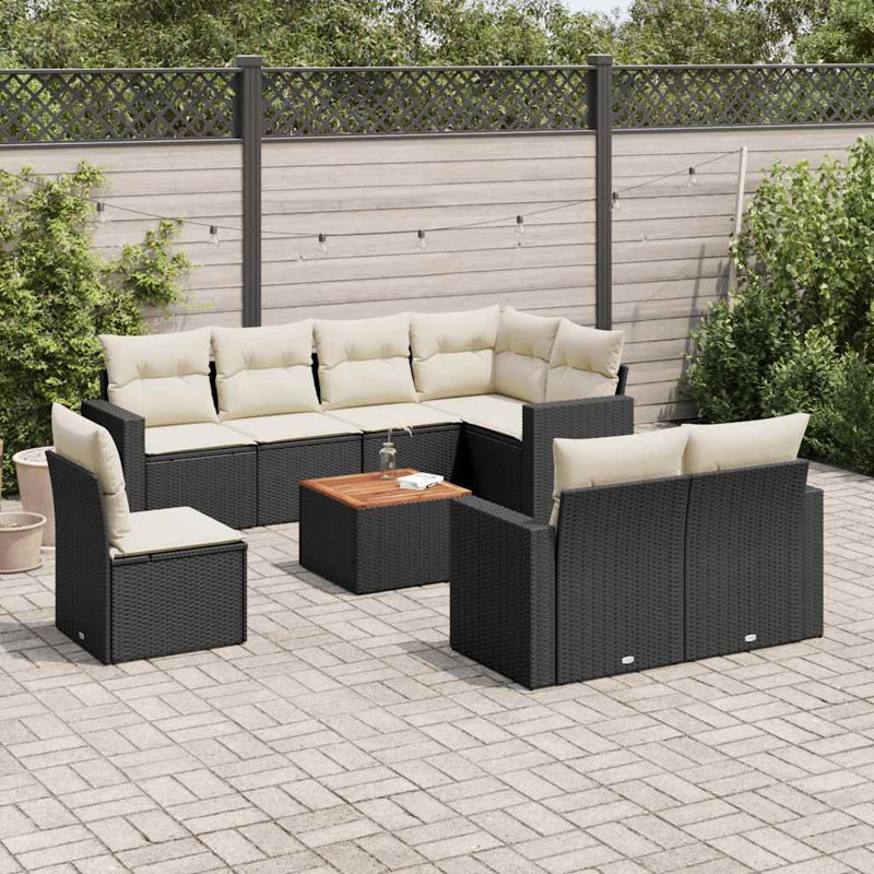 Ensemble de canapé de jardin Vidaxl noir, crème