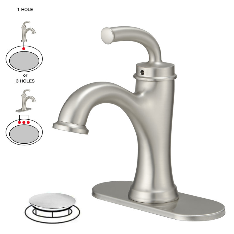 Single-handle Bathroom Faucet with Drain Assembly, Brushed Nickel