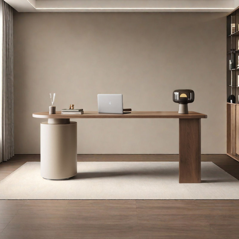 Bureau moderne en noyer, H 29,5 po x l 63 po x P 27,6 po