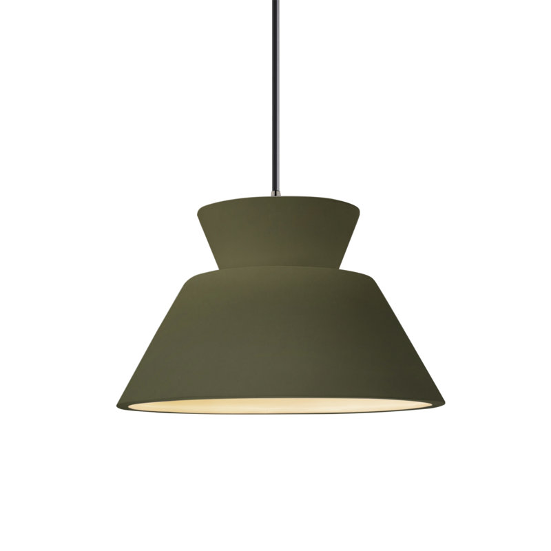 Luminaire suspendu géométrique à 1 lumière Logan, Vert mat, Nickel brossé, DEL (intégrée)