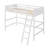 Solid Wood Twin Loft Bed with Ladder, White – Sturdy Pine Frame, Modern Minimalist Bedroom Furniture
