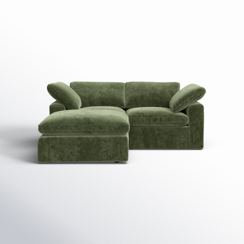 Canapé et méridienne rembourrés 3 pièces Wonardo, Tissu vert Sagano