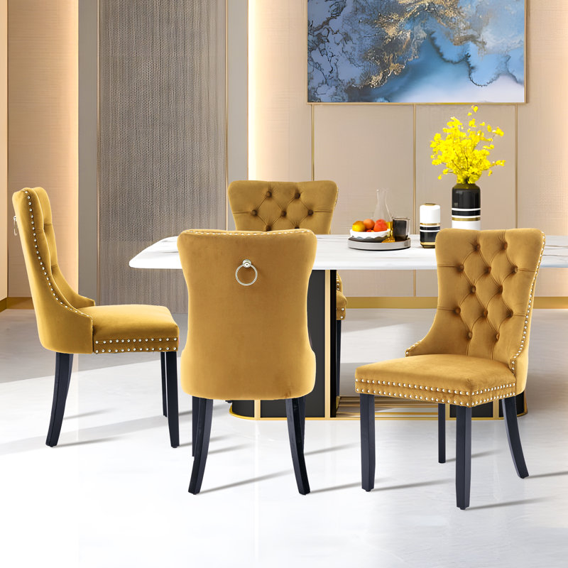 Chaise de salle à manger Kenta, Noir, Jaune