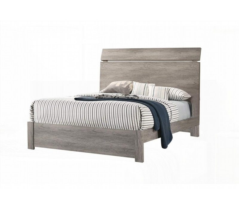 Cadre de lit pour grand lit 1pc de couleur grise avec stratifié de papier, sans sommier, design moderne simple (H 55 po; FB 14 po)
