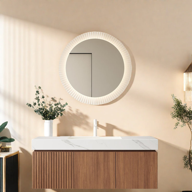 Ensemble de meuble-lavabo moderne avec rangement, fini chêne brun
