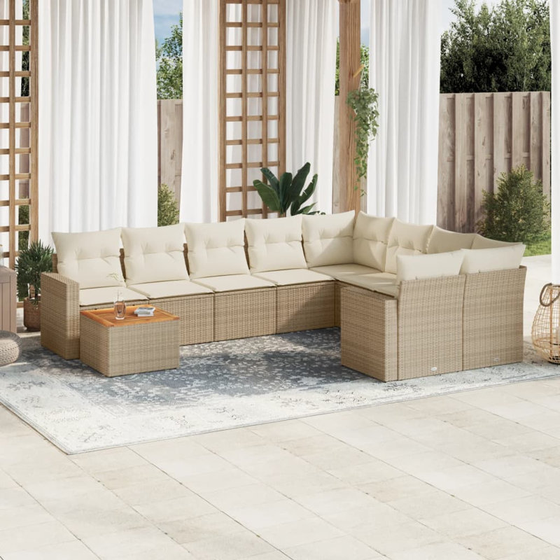 Ensemble de canapé de jardin Vidaxl beige, blanc crème