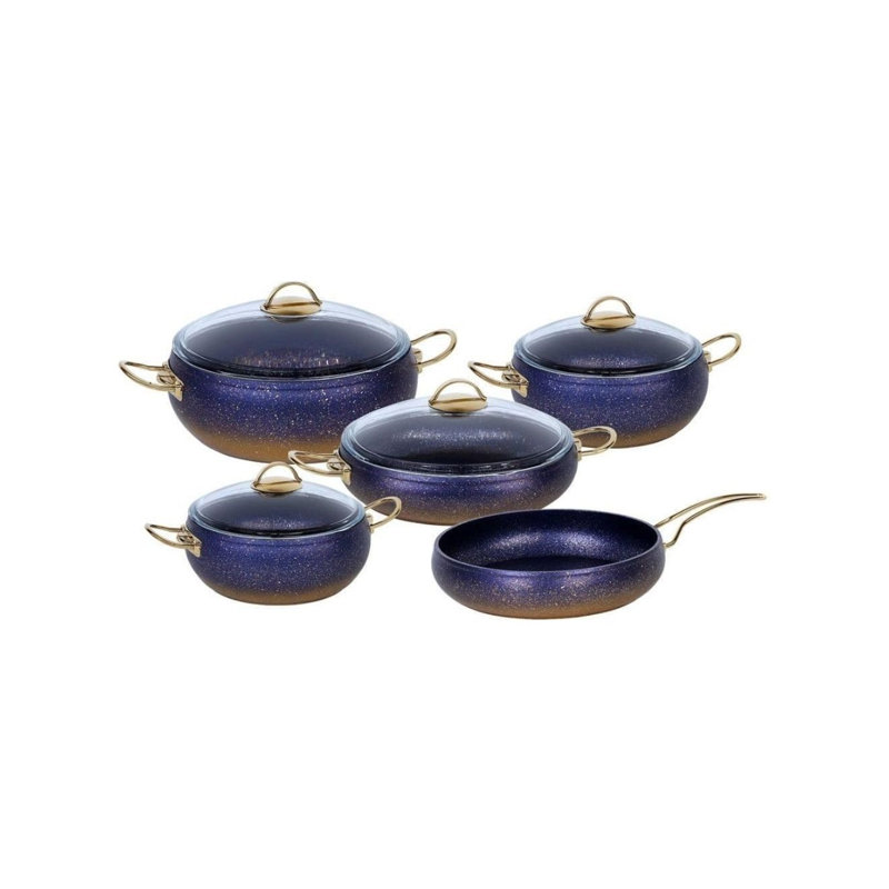 Mimi 9 - Piece Non-Stick Stoneware Cookware Set, Blue