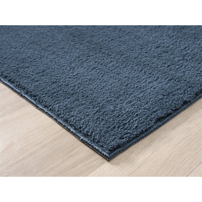 Taeler Washable Modern Living Room Rug Polyester Plain - Anti-Slip Felt Backing Carpet Bedroom-Hallway, Navy