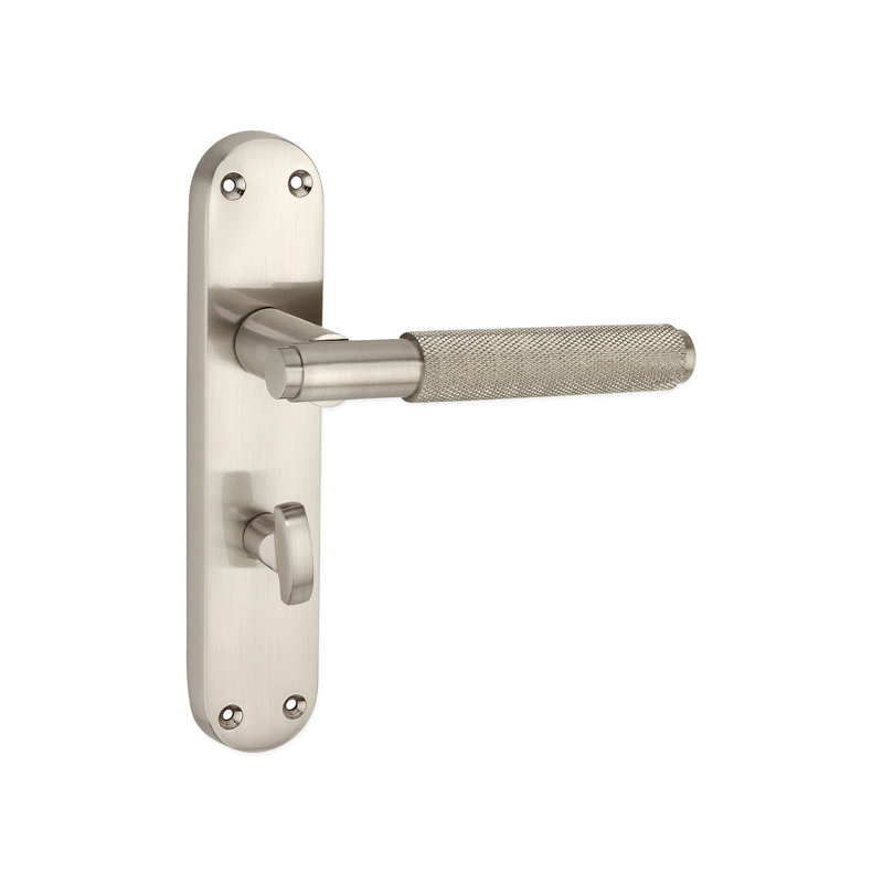 Connaught Knurled Lever on Backplate Privacy Satin Nickel