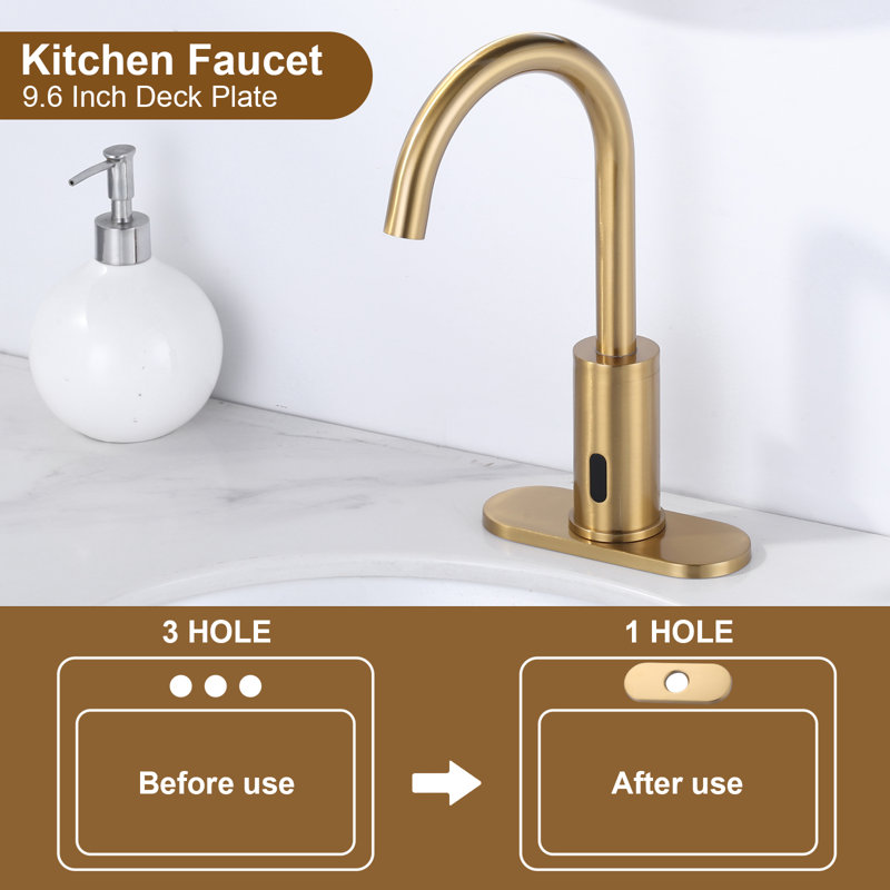 6,3 po Plaque d'écusson en acier inoxydable pour couvercle de lavabo de salle de bain à 1 ou 3 trous, Doré