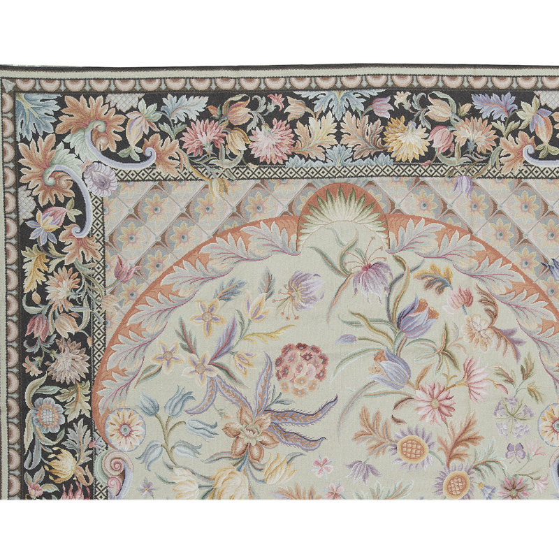 Hand-Knotted High-Quality Green and Brown Area Rug