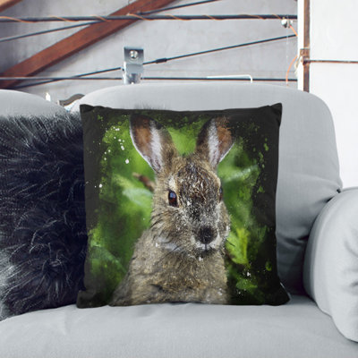 Brown Rabbit Square Throw Cushion