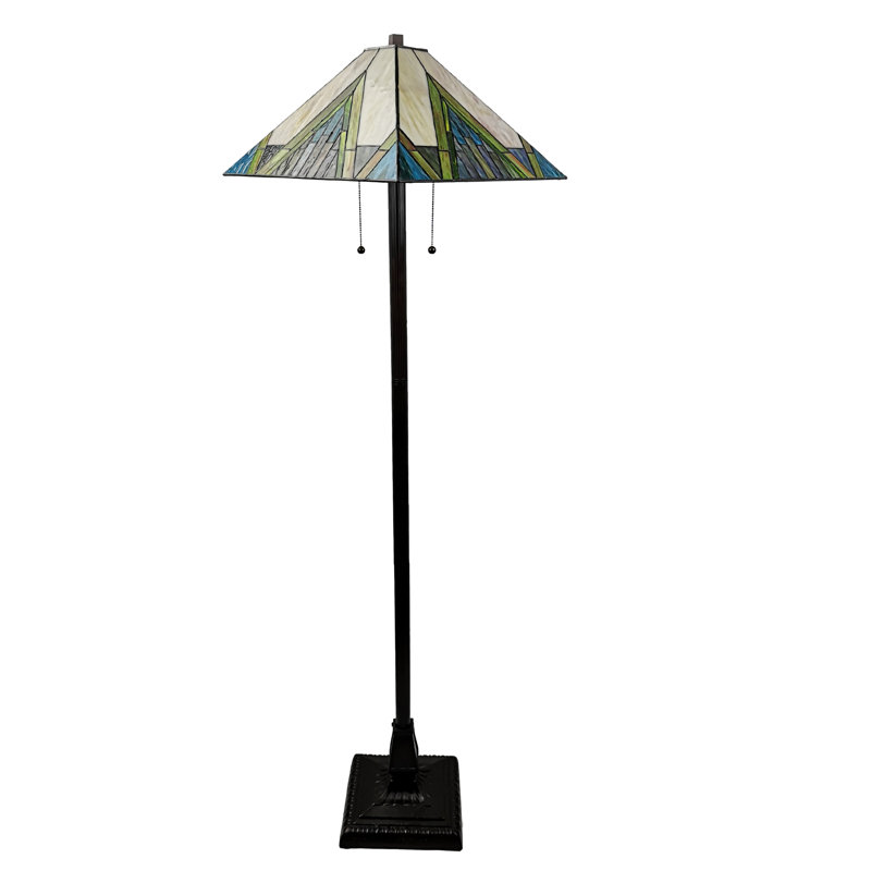 Canizales 62'' Bronze Traditional Floor Lamp, Green/Tan