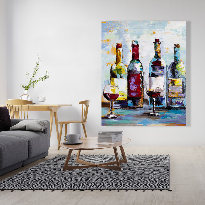 Wine Tasting - Red Contemporary Canvas for Home Decor
