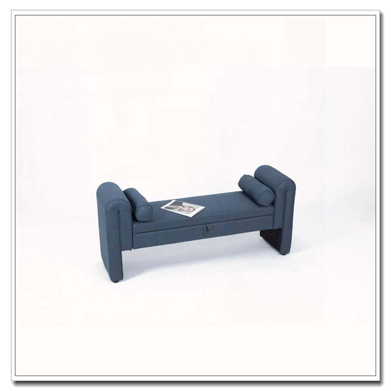 Banc de rangement en velours 60 po pour deux, Bleu très foncé