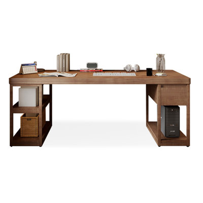 Brown Rectangular Solid Wood with 1 drawers Executive Desk