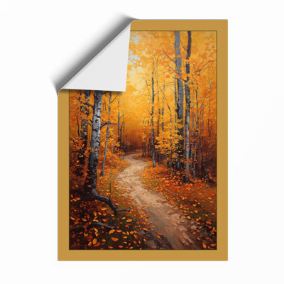 Birch Path in Autumn Scandinavian - Framed Print