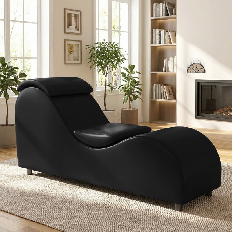 Upholstered Chaise Lounge, Black